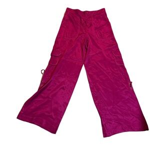 Anthropologie wide leg silky pink pants 4